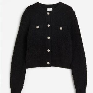 H&M Womens Boucle Cardigan Black XS